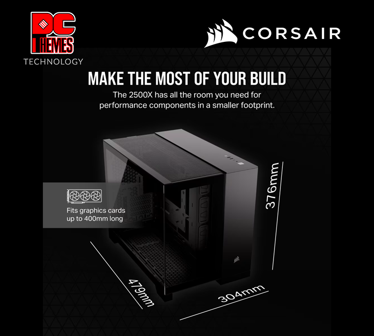 CORSAIR 2500X Mid-Tower Dual Chamber PC Casing - Black